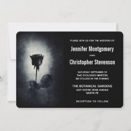 Modern Black Ro-drivning Blood Petal Bröllop Inbjudningar