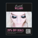 Modern Black Rosa Beauty Salon Promo Deals QR-kod Flygblad<br><div class="desc">Modern Black Rosa Beauty Salon Promo Deals QR Code Flyer</div>
