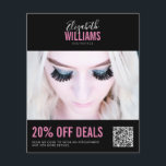 Modern Black Rosa Beauty Salon Promo Deals QR-kod Flygblad<br><div class="desc">Modern Black Rosa Beauty Salon Promo Deals QR Code Flyer</div>
