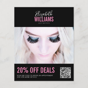 Modern Black Rosa Beauty Salon Promo Deals QR-kod Flygblad