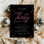 Modern Black Rosa Calligraphy 30års födelsedag Inbjudningar<br><div class="desc">Modern Black Rosa Calligraphy 30års födelsedag-inbjudan har en spridning av rosa faux foil-konetti och modern kalligrafi.</div>