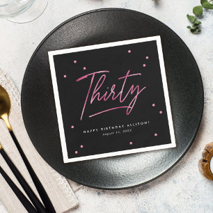 Modern Black Rosa Calligraphy 30års födelsedag Pappersservett