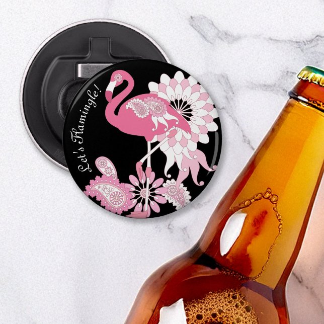 Modern Black Rosa Flamingo Flasköppnare (Skapare uppladdad)
