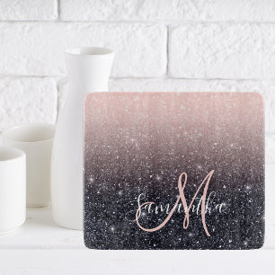 Modern Black & Rosa Glitter Sparkles Namn