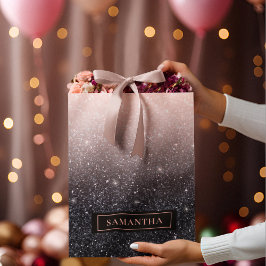 Modern Black & Rosa Glitter Sparkles Namn