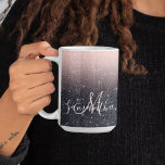 Modern Black & Rosa Glitter Sparkles Namn Kaffemugg<br><div class="desc">Modern Black & Rosa Glitter Sparkles Namn</div>