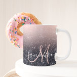 Modern Black & Rosa Glitter Sparkles Namn Mugg<br><div class="desc">Modern Black & Rosa Glitter Sparkles Namn</div>