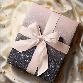 Modern Black & Rosa Glitter Sparkles Namn Presentpapper