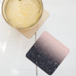Modern Black & Rosa Glitter Sparkles Namn Underlägg Papper Kvadrat<br><div class="desc">Modern Black & Rosa Glitter Sparkles Namn</div>