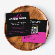 Modern Black & Rosa Google Review QR Code Notary