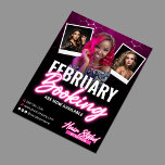 Modern Black Rosa Hair Salon Booking Photo Flyer<br><div class="desc">Gör en påstående med den här eleganten hårsalonflygaren, perfekt för att tillkännage bokningsöppningar i februari. Utformningen har en sofistikerad palett i färg med djup lila och svart, accentuerad med modernt, nyanserat skript för rosa. Layouten innehåller utrymme för tre högkvalitativa foton som visar din hårstilningsexpertis. Den innehåller all nödvändig kontaktinformation och...</div>