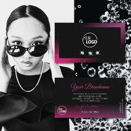Modern Black Rosa Lila Gnistra Diamonds Add Logoty Visitkort