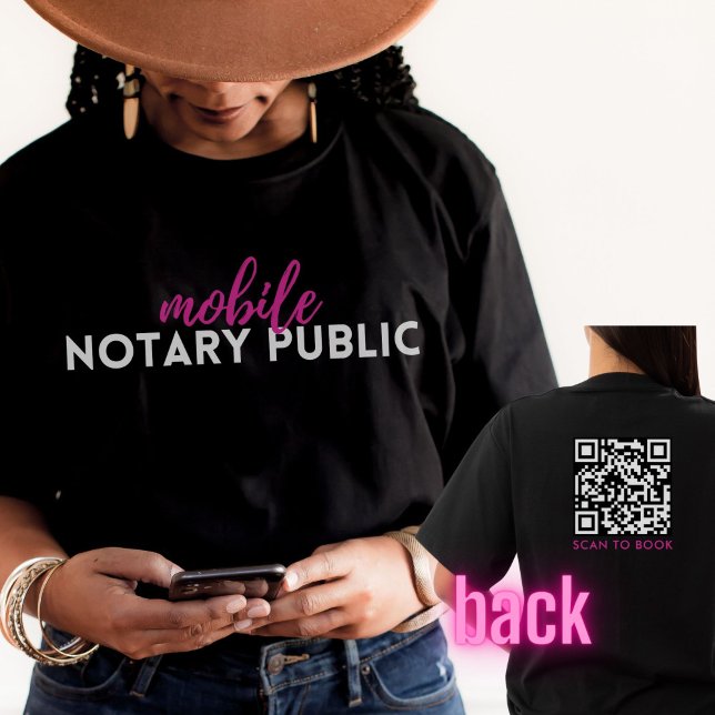 Modern Black Rosa Mobile Notary Signing Agent QR T Shirt (Skapare uppladdad)