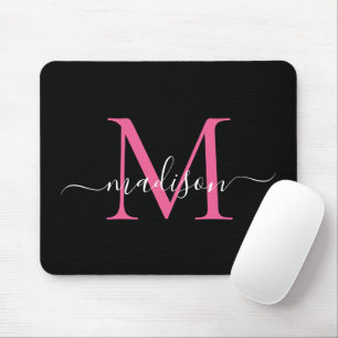 Modern Black Rosa Monogram-Elegant Girly-skript Musmatta