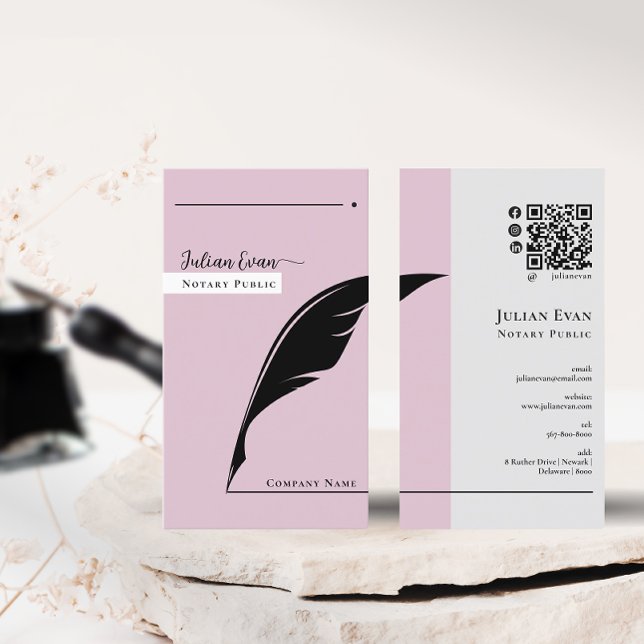 Modern Black rosa Notary Public Qr-kod Visitkort (Skapare uppladdad)