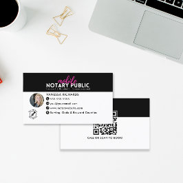 Modern Black Rosa Notary Sigary Business QR-kod Visitkort