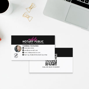 Modern Black Rosa Notary Sigary Business QR-kod Visitkort