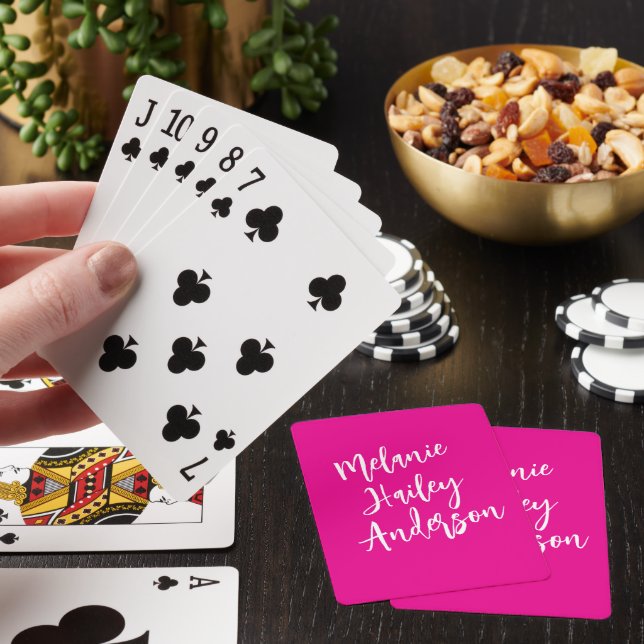 Modern Black Rosa Personlig Monogram Namn Casinokort (På plats)