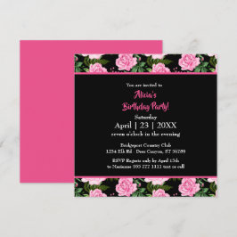 Modern Black Rosa ros Grattis på födelsedagen-inbj