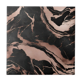 Modern Black Rose Gold Marble Pattern Kakelplatta