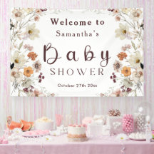 Modern Black Rustic Boho Wildblomma Shower
