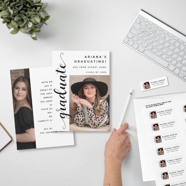 Modern Black Script 2 Photo Graduation Meddelande (Skapare uppladdad)