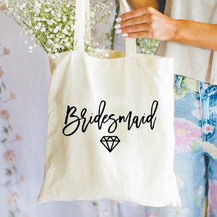 Modern Black Script Bridesmaid Diamond Tygkasse