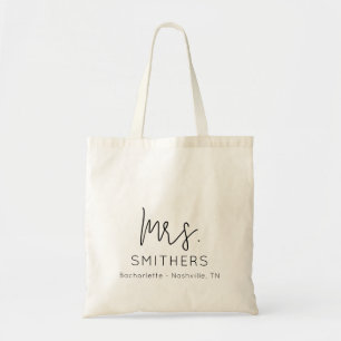 Modern Black Script Bröllop Bachelorette Tygkasse