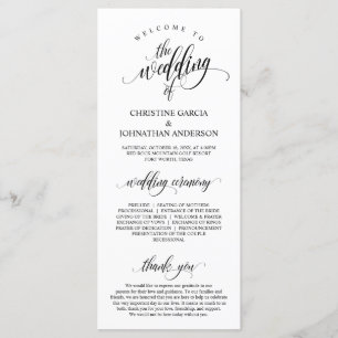 Modern Black Script, Bröllop Ceremony Program