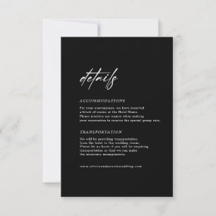 Modern Black Script Bröllop-informationshölje för Inbjudningar