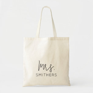 Modern Black Script Bröllop Newlyged Monogram Tygkasse