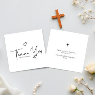 Modern Black Script Christening Tack Anteckningskort
