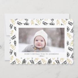Modern Black Script Cute Guld Black Gifts Mönster Julkort