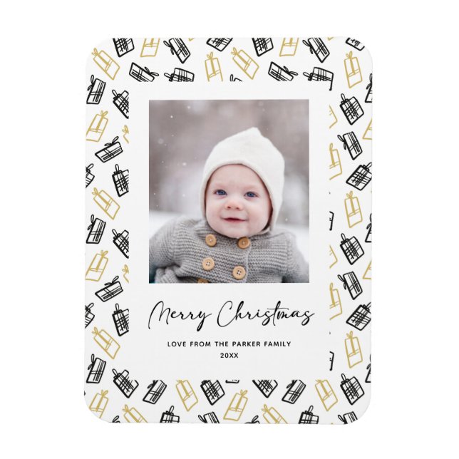 Modern Black Script Cute Guld Black Gifts Mönster Magnet (Vertikal)