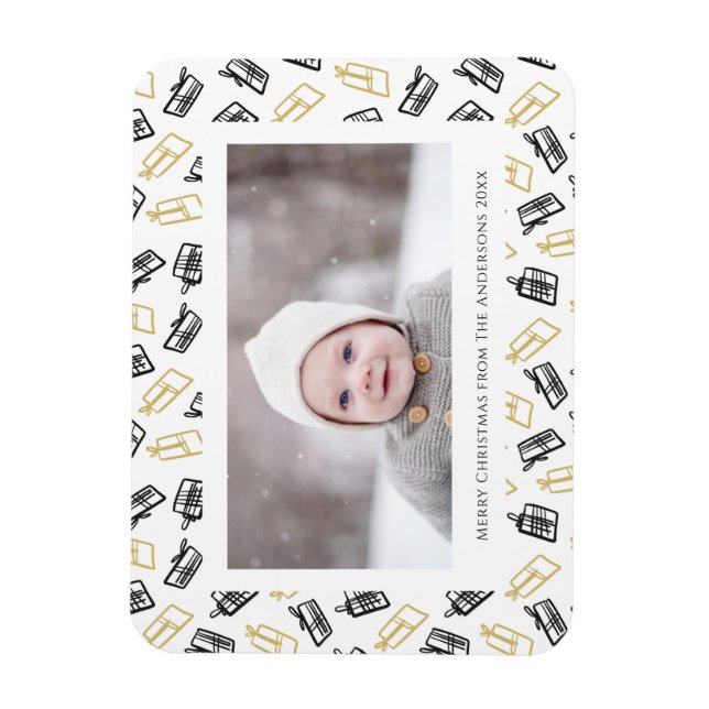 Modern Black Script Cute Guld Black Gifts Mönster Magnet (Vertikal)
