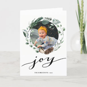Modern Black Script Elegant Eucalyptus Foliage Helgkort