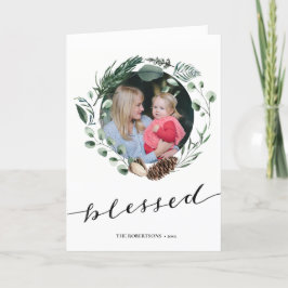 Modern Black Script Elegant Eucalyptus Foliage Helgkort