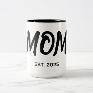 Modern Black Script Established Mom T-Shirt Två-Tonad Mugg