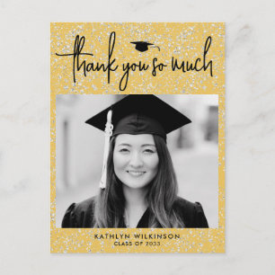 Modern Black Script Guld Glitter GRAD Tack Vykort