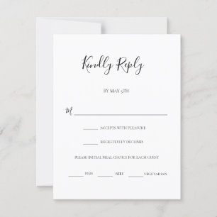 Modern Black Script Meal Choice Bröllop OSA Kort