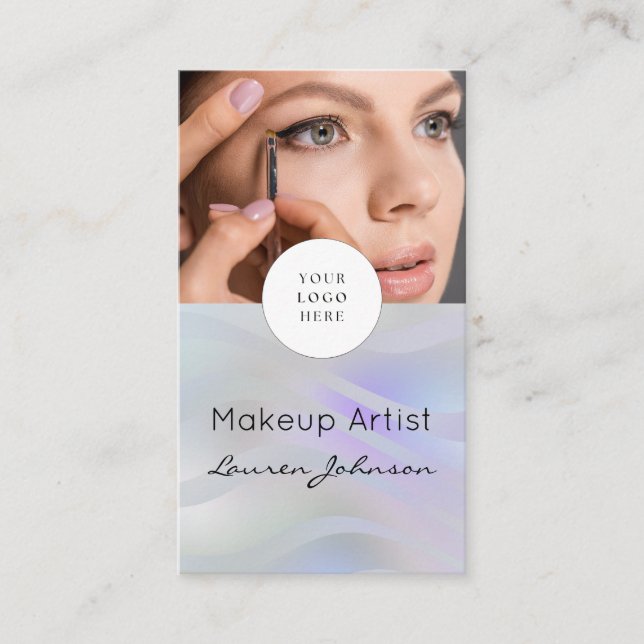 Modern Black Script Photo Makeup  Visitkort (Framsida)