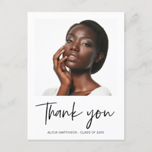 Modern Black Script Studenten Photo Tack Vykort