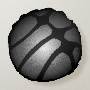 Modern Black Silver Basketball Boll Sports Rund Kudde