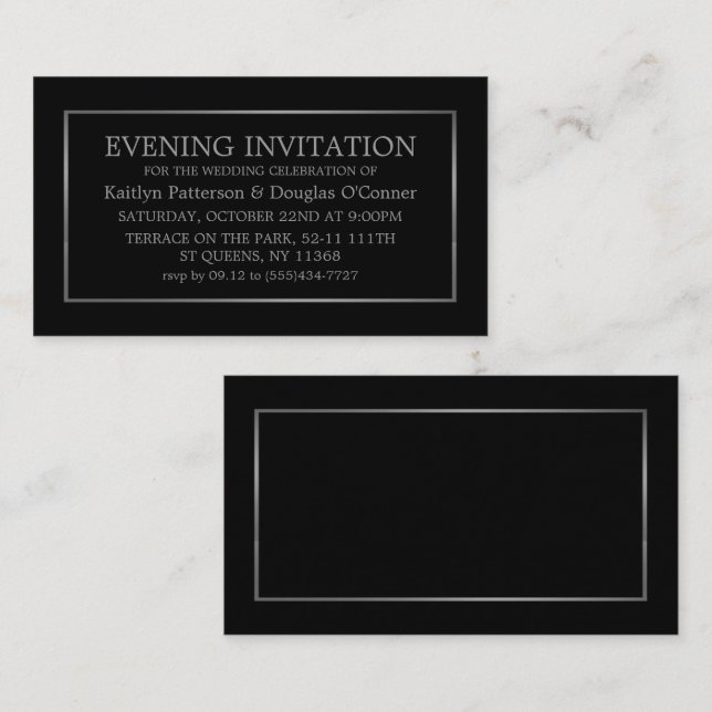 Modern Black & Silver Evening Event Biljett Inbjud (Fram/baksida)