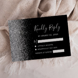 Modern Black Silver Faux Glitter Kant OSA Kort