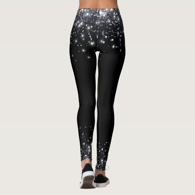 Modern Black & Silver Glitter Leggings (Baksida)