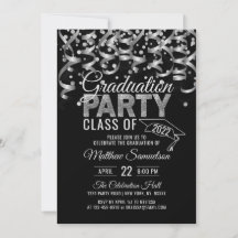 Modern Black Silver Glitter Studentfest Invit