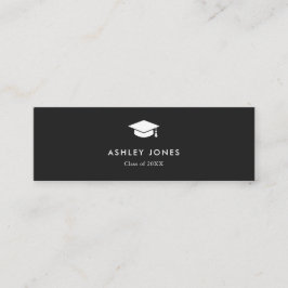 Modern Black Simple Graduation Name Card Mini Visitkort