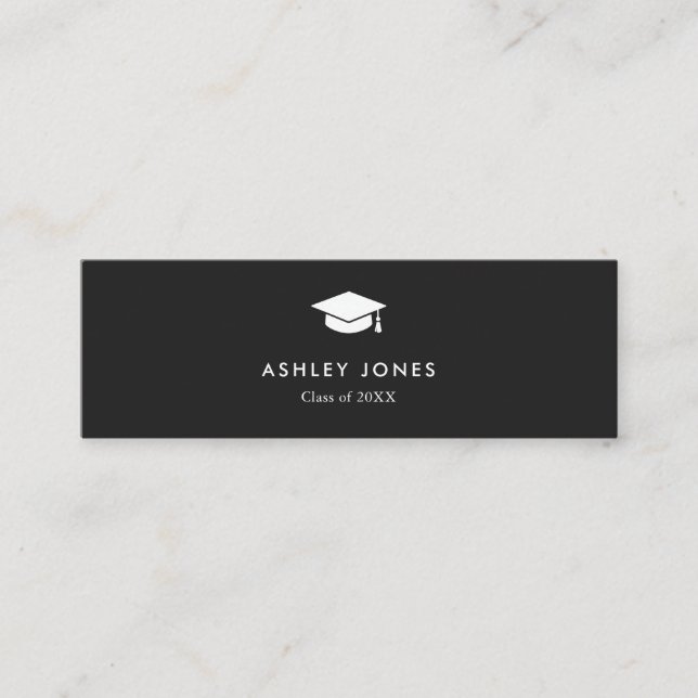 Modern Black Simple Graduation Name Card Mini Visitkort (Framsida)