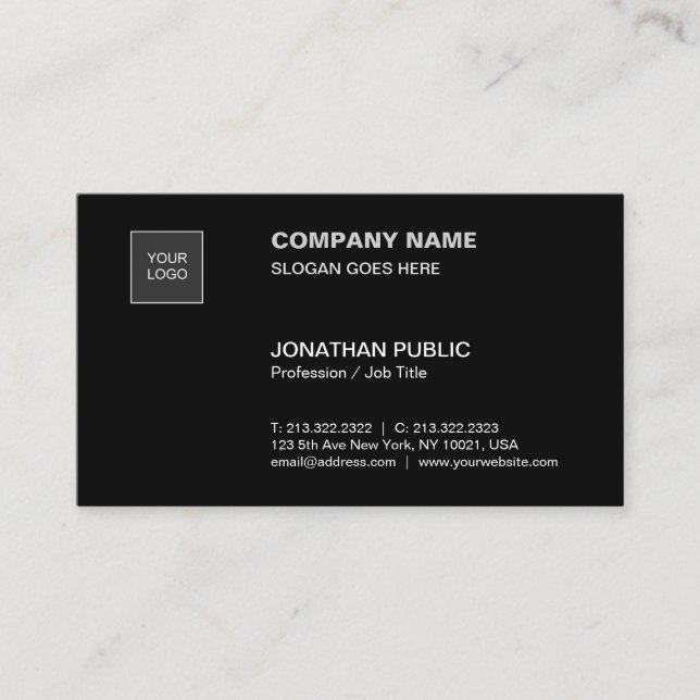 Modern Black Simple Plain Professionell Corporate Visitkort (Framsida)
